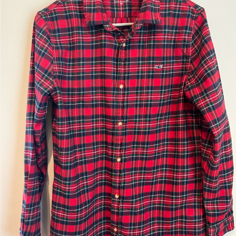 Vineyard Vines Boys Red Flannel Plaid Shirt